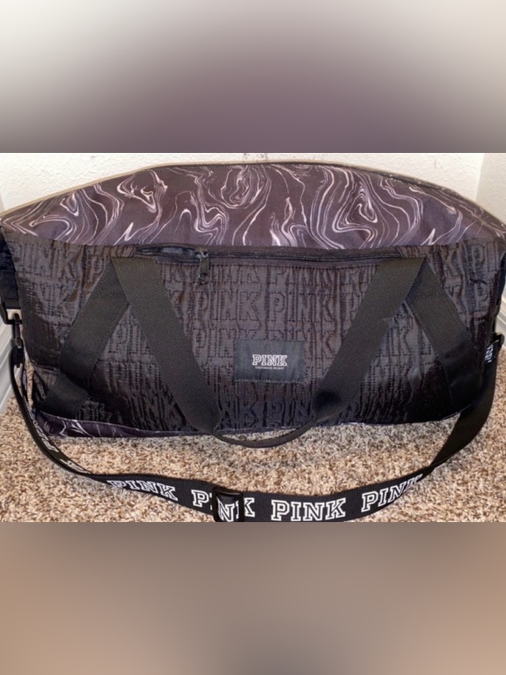 HUGE VS Pink Marble Weekender Duffle Bag